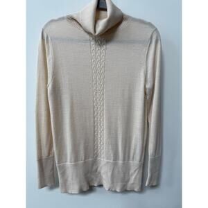 Perri Cutten Merino Wool Sweater Jumper Cream Womens Medium Quiet Luxury Classic